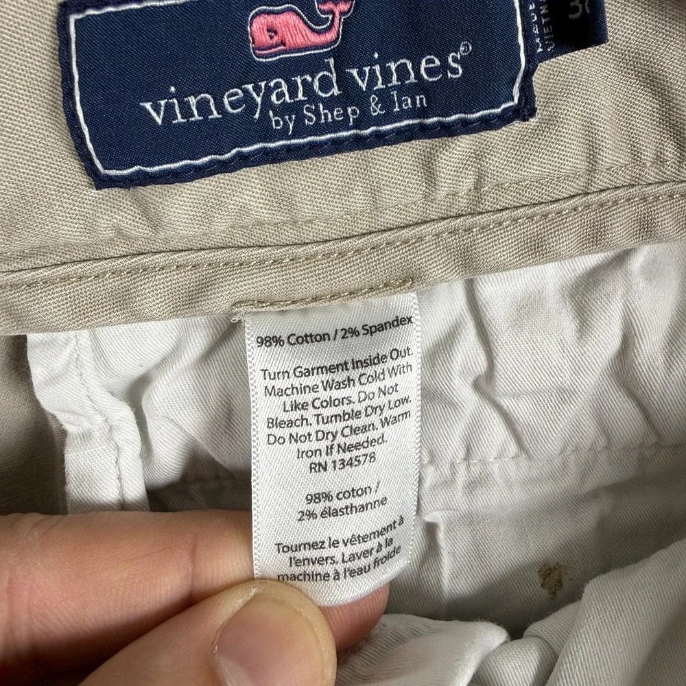 Vineyard Vines Mens Shorts Breaker 38‎ Khaki Cotton Flat Front Chino Golf Casual